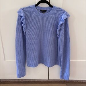 Ann Taylor Blue Ruffle Sleeve Sweater